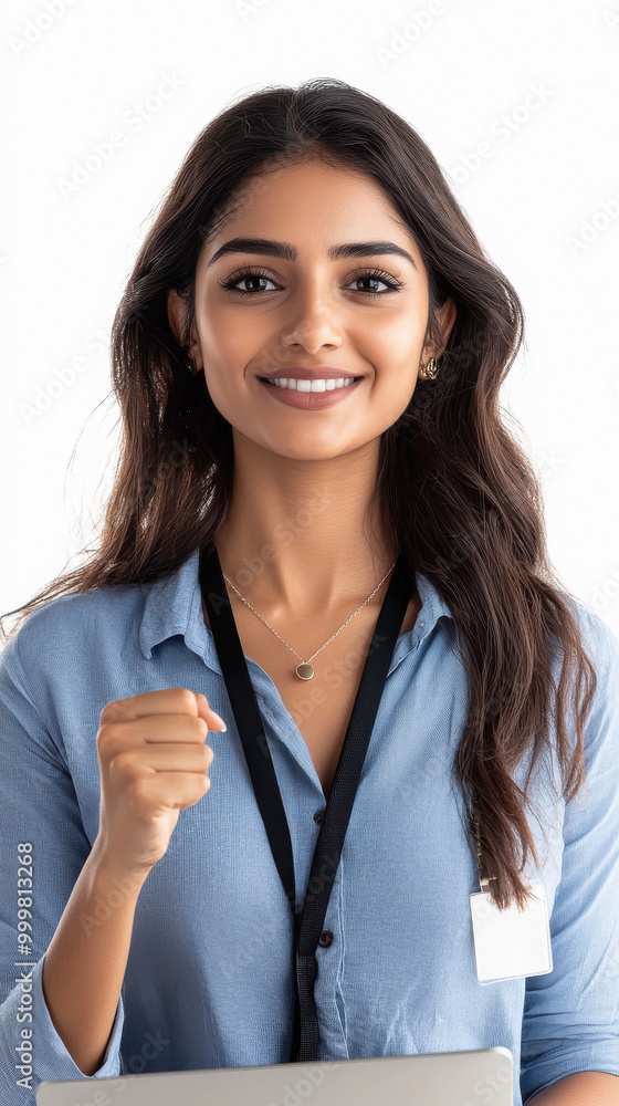 young indian business woman standing confidently on white background young indian business woman standing confidently on white background