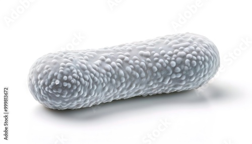 Close up model mockup of a bacteria isolated on white background with copy space. They are ubiquitous, mostly free living organisms often consisting of one biological cell