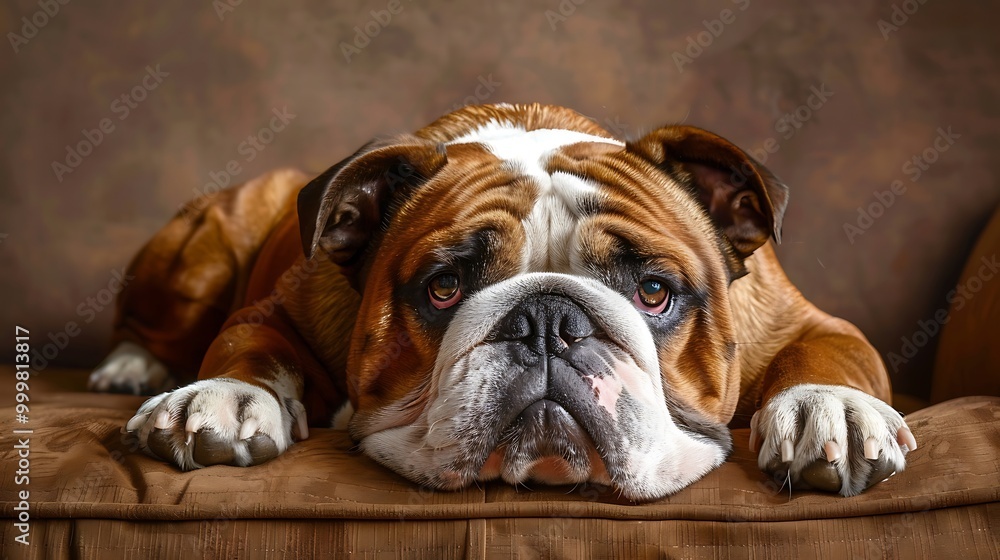 Bulldog portrait in domesticated pet they have a saggy face and wrinkled skin but are very friendly to humans Bulldog portrait in domesticated pet they have a saggy face and wrinkled skin but are very friendly to humans