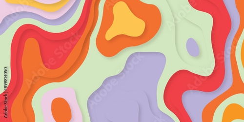 Abstract modern background vector with wave papercut style. Wavy retro inspired background with organic lines.
