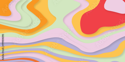 Abstract modern background vector with wave papercut style.  Modern scandinavian abstract art muted colors.