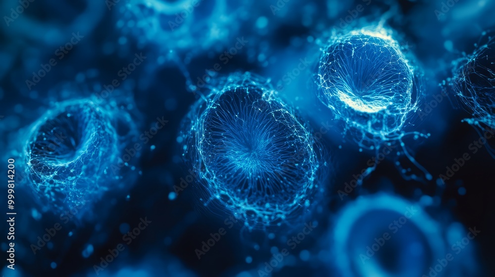 Microbial Cells in Blue Light Microbial Cells in Blue Light