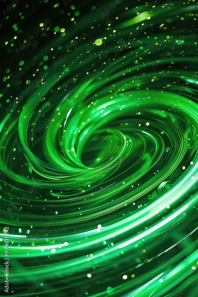 A beautiful decorative element featuring a swirling green shape with gold glitter accents A beautiful decorative element featuring a swirling green shape with gold glitter accents