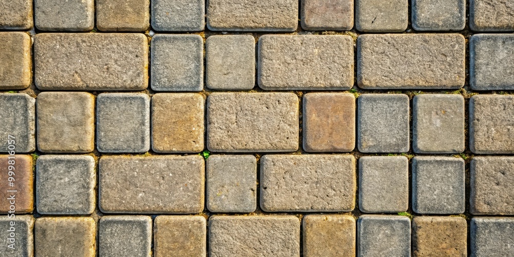 Fototapeta premium Paving stone pavement texture, perfect for backgrounds and design projects, cobblestone, pavement, texture, top view
