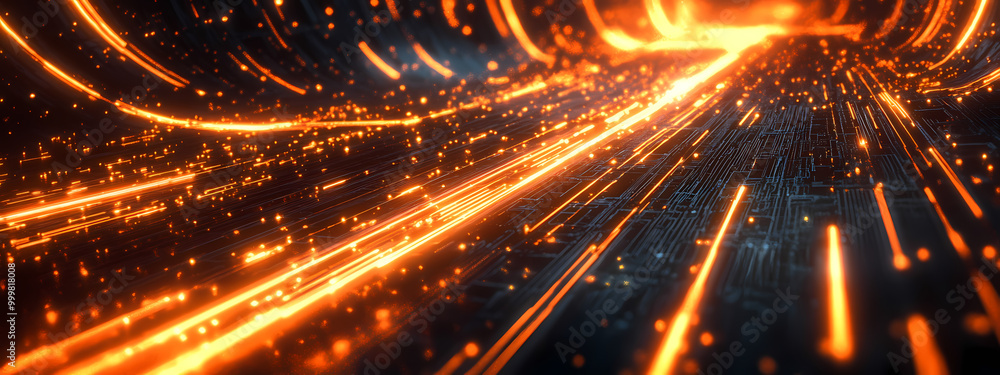 Fototapeta premium Cybernetic Waves of Neon Energy