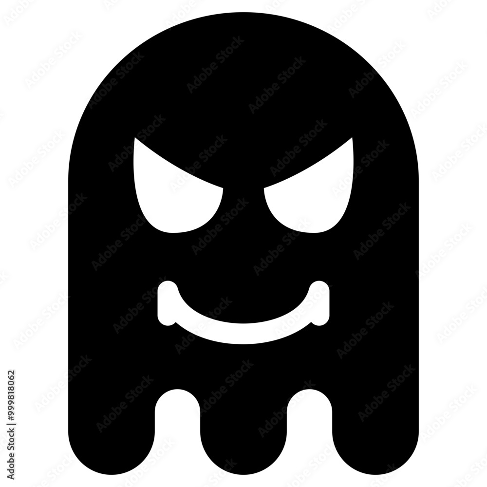 Fototapeta premium Ghost Emoji Icon. Simple Soul Black Silhouette.