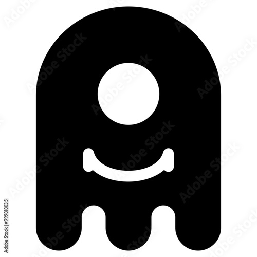 Ghost Emoji Icon. Simple Soul Black Silhouette.
