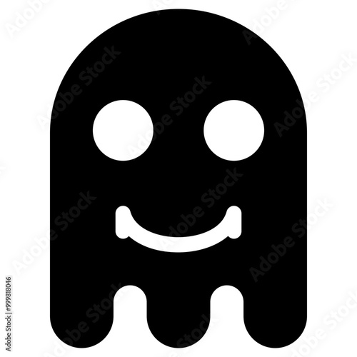 Ghost Emoji Icon. Simple Soul Black Silhouette.