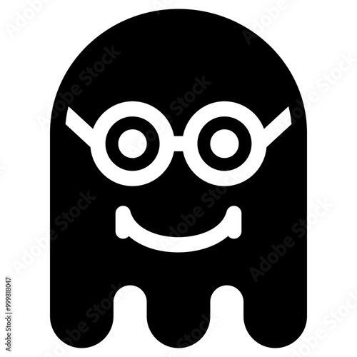 Ghost Emoji Icon. Simple Soul Black Silhouette.