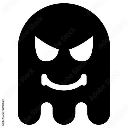 Ghost Emoji Icon. Simple Soul Black Silhouette.