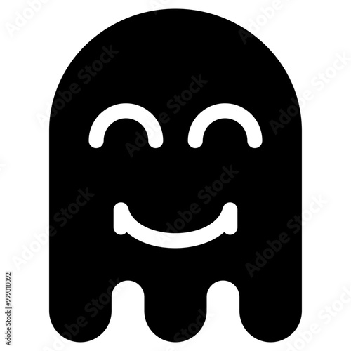 Ghost Emoji Icon. Simple Soul Black Silhouette.