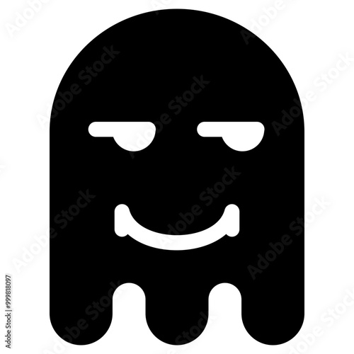 Ghost Emoji Icon. Simple Soul Black Silhouette.