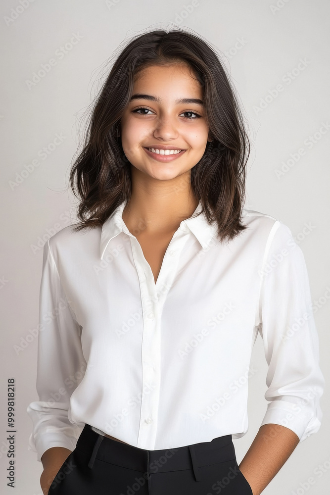 young indian woman wearing whit shirt with long sleeves young indian woman wearing whit shirt with long sleeves