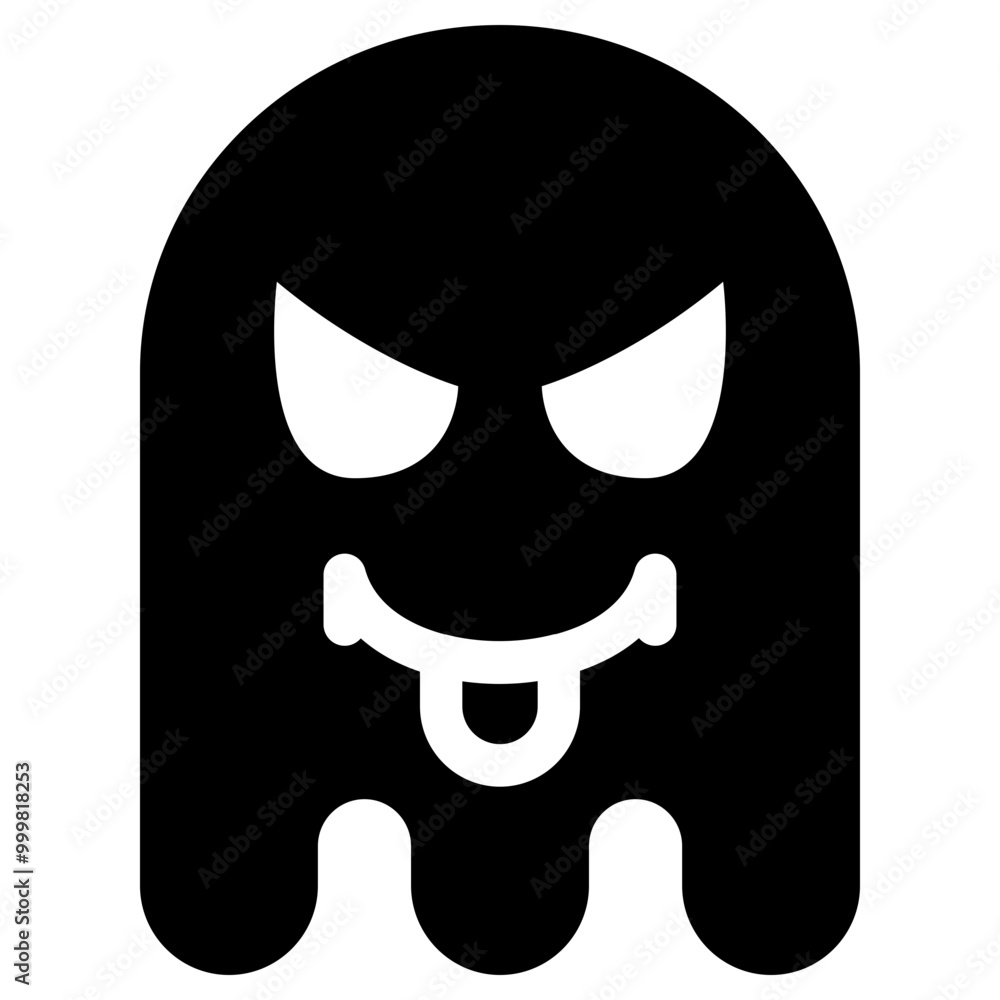 Fototapeta premium Ghost Emoji Icon. Simple Soul Black Silhouette.