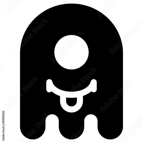 Ghost Emoji Icon. Simple Soul Black Silhouette.