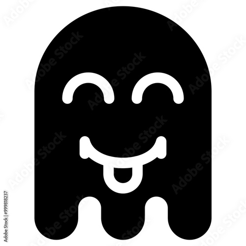 Ghost Emoji Icon. Simple Soul Black Silhouette.