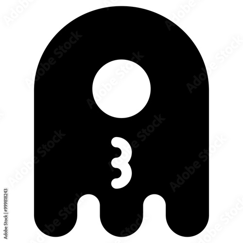 Ghost Emoji Icon. Simple Soul Black Silhouette.