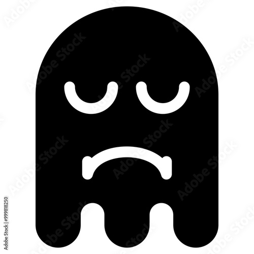 Ghost Emoji Icon. Simple Soul Black Silhouette.