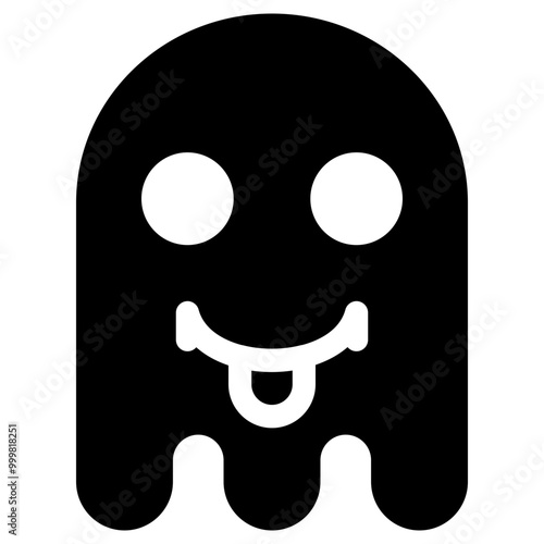 Ghost Emoji Icon. Simple Soul Black Silhouette.