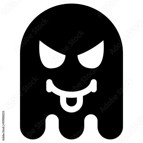 Ghost Emoji Icon. Simple Soul Black Silhouette.