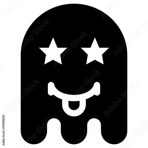 Ghost Emoji Icon. Simple Soul Black Silhouette.