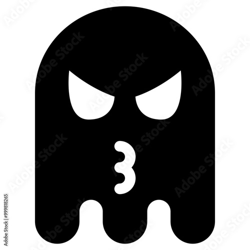 Ghost Emoji Icon. Simple Soul Black Silhouette.