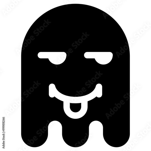Ghost Emoji Icon. Simple Soul Black Silhouette.