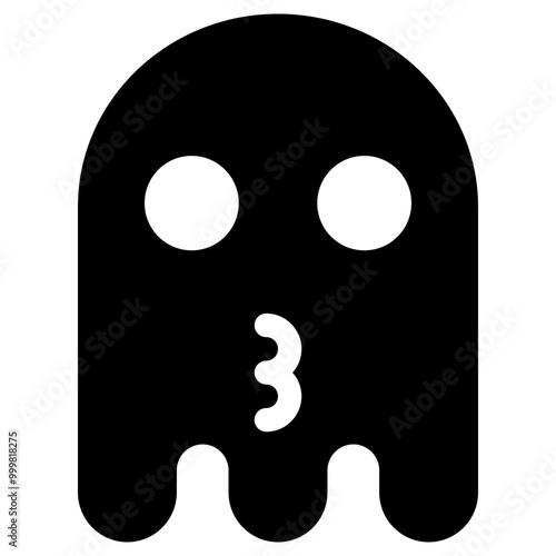 Ghost Emoji Icon. Simple Soul Black Silhouette.