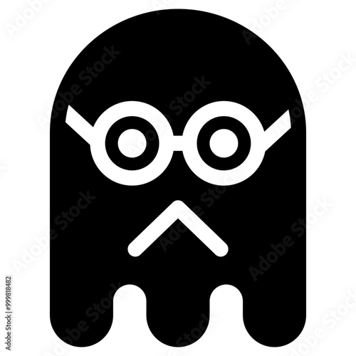 Ghost Emoji Icon. Simple Soul Black Silhouette.