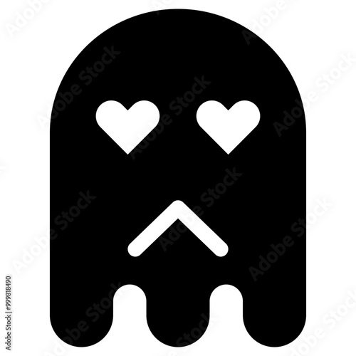 Ghost Emoji Icon. Simple Soul Black Silhouette.