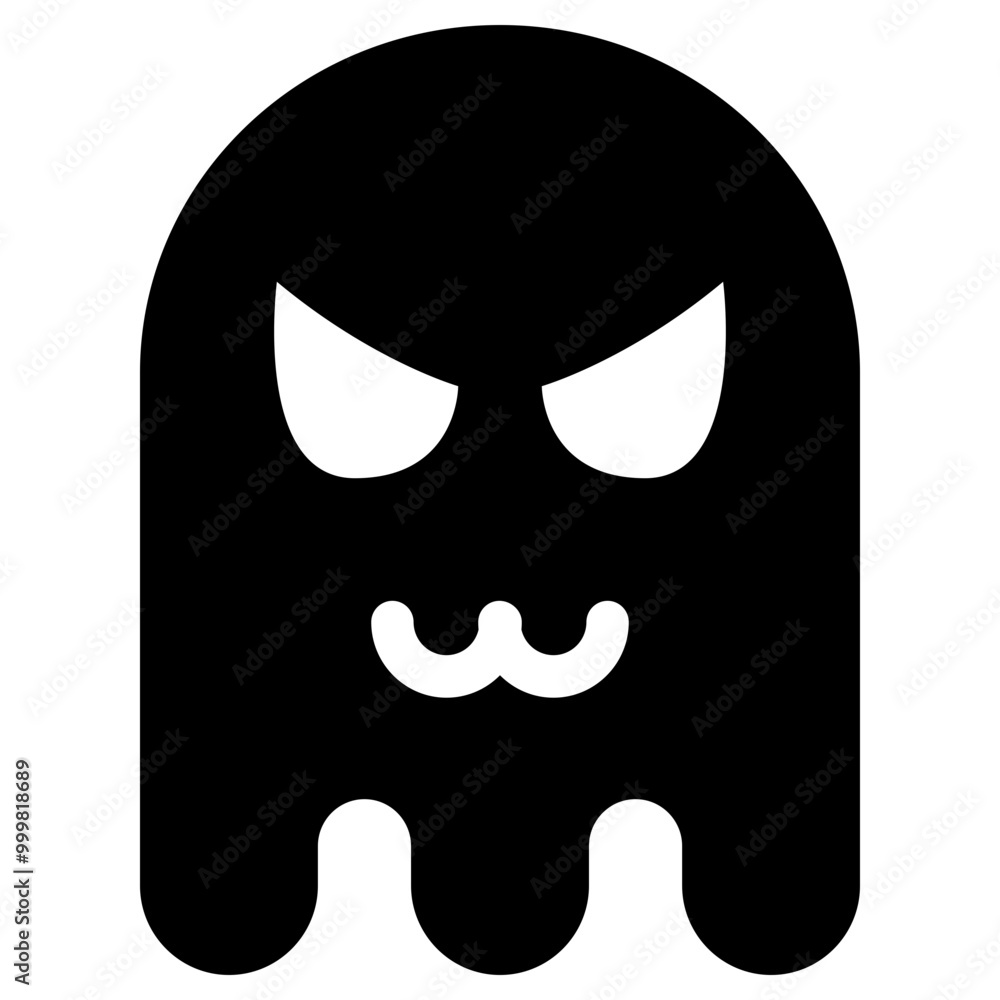 Ghost Emoji Icon. Simple Soul Black Silhouette.