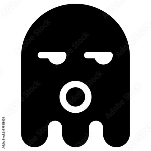Ghost Emoji Icon. Simple Soul Black Silhouette.
