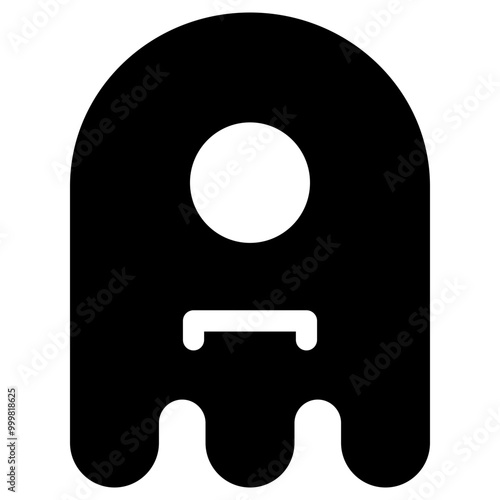 Ghost Emoji Icon. Simple Soul Black Silhouette.