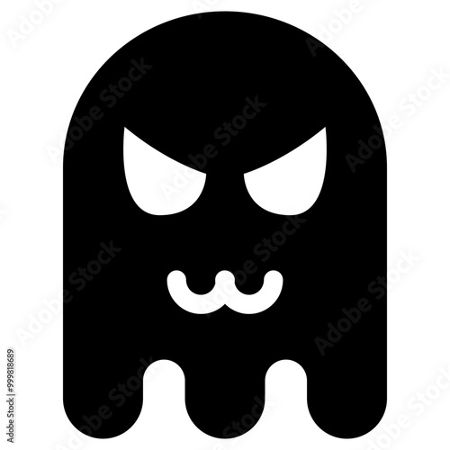 Ghost Emoji Icon. Simple Soul Black Silhouette.