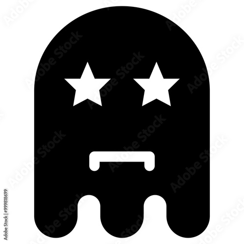 Ghost Emoji Icon. Simple Soul Black Silhouette.