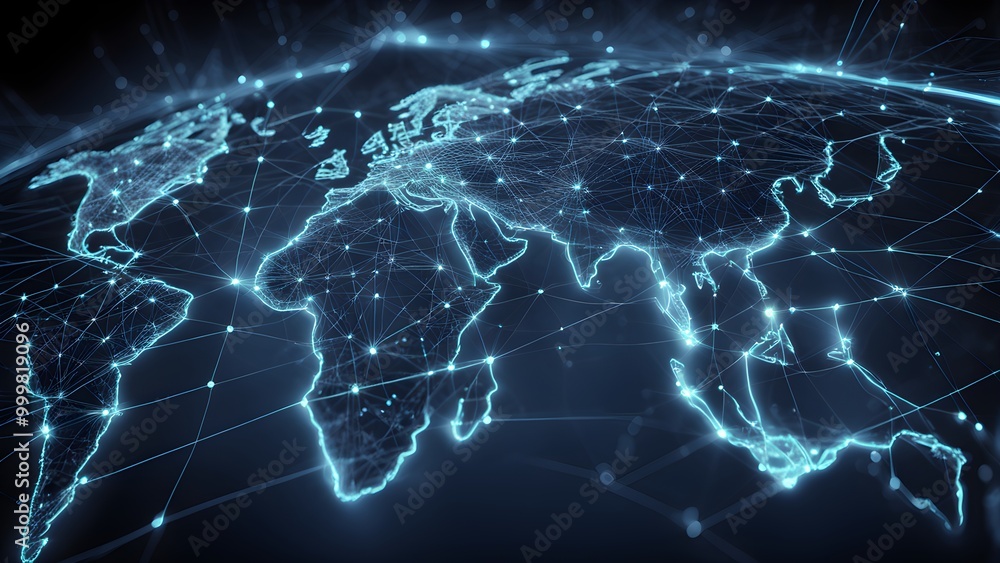 A digital rendering of the Earth with glowing lines representing connectedness. A digital rendering of the Earth with glowing lines representing connectedness.