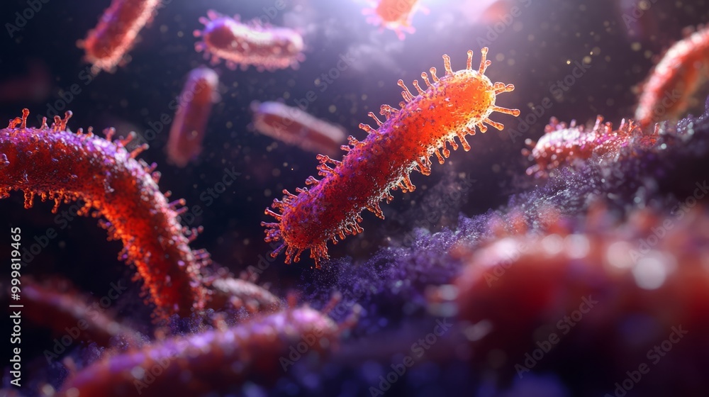 Fototapeta premium Microscopic Bacteria in Colorful Environment