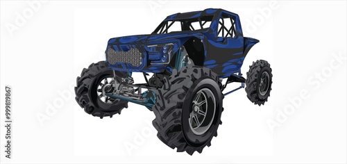 Outline blue and painted truck. Isolated in black background, for t-shirt design, print, and for business purposes.