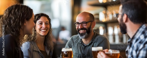 Adults Bonding Over Craft Beer Tasting at Local Brewery Event