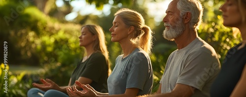 Adults Practicing Meditatio...