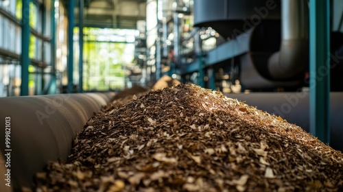 Production of biochar, syngas, and oils via pyrolysis of organic biomass in specialized facilities with a clean aesthetic. Elevated thermal decomposition method photo