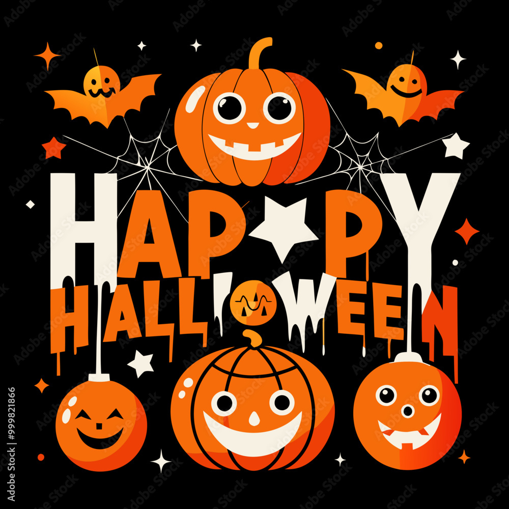 Happy Halloween t-shirt design featuring a playful Halloween theme Happy Halloween t-shirt design featuring a playful Halloween theme