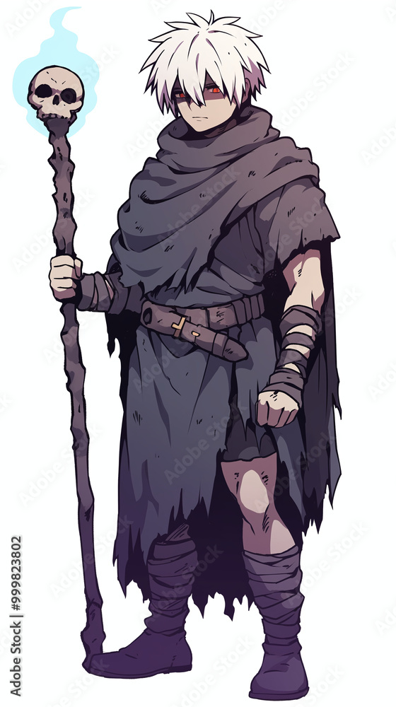 Fototapeta premium Dark Fantasy Character with Skull Staff