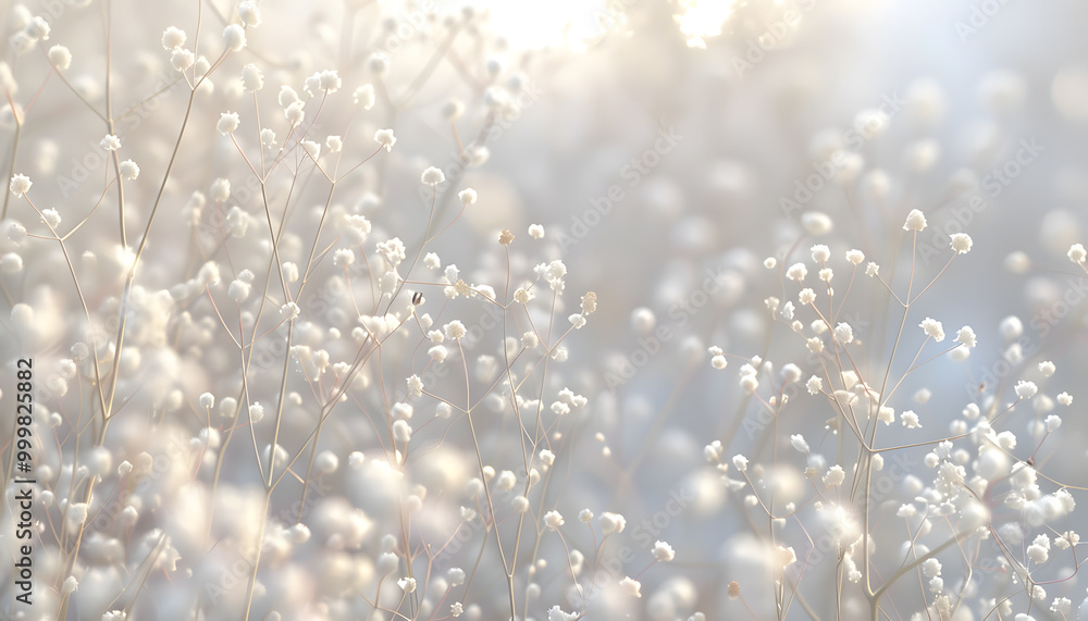 Delicate white blooms gently swaying in a soft, sunlit breeze, creating a serene and ethereal atmosphere. Delicate white blooms gently swaying in a soft, sunlit breeze, creating a serene and ethereal atmosphere.