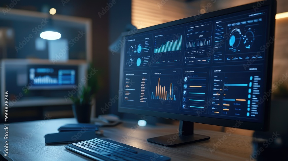 Close-up of endpoint security software dashboard on a computer, highlighting cybersecurity defense at device level. Close-up of endpoint security software dashboard on a computer, highlighting cybersecurity defense at device level.
