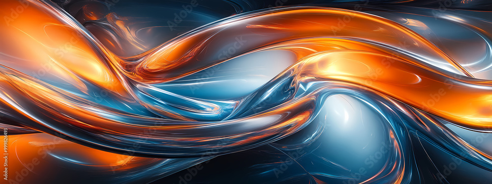 Glowing Glass Abstract with Dynamic Curves Glowing Glass Abstract with Dynamic Curves