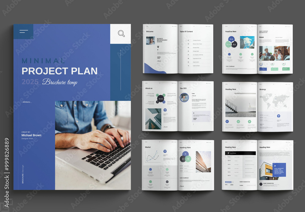 Minimal Project Plan 2025 Brochure Layout Stock Template | Adobe Stock