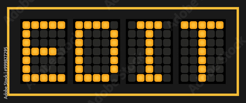 Orange color led banner in word edit on black background