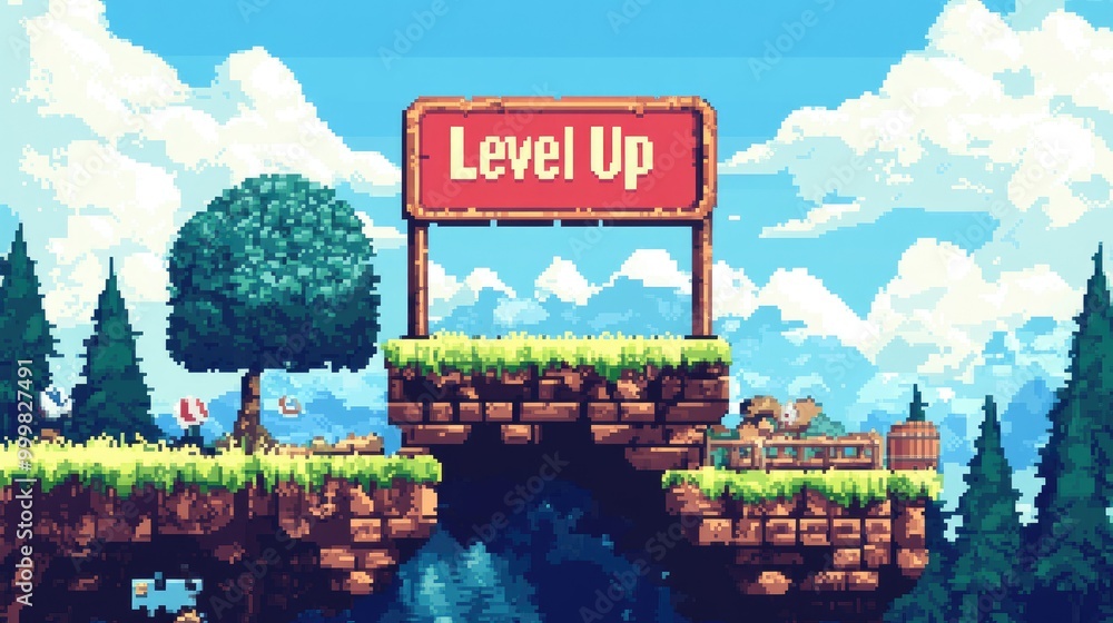 Colorful pixel art world with a 