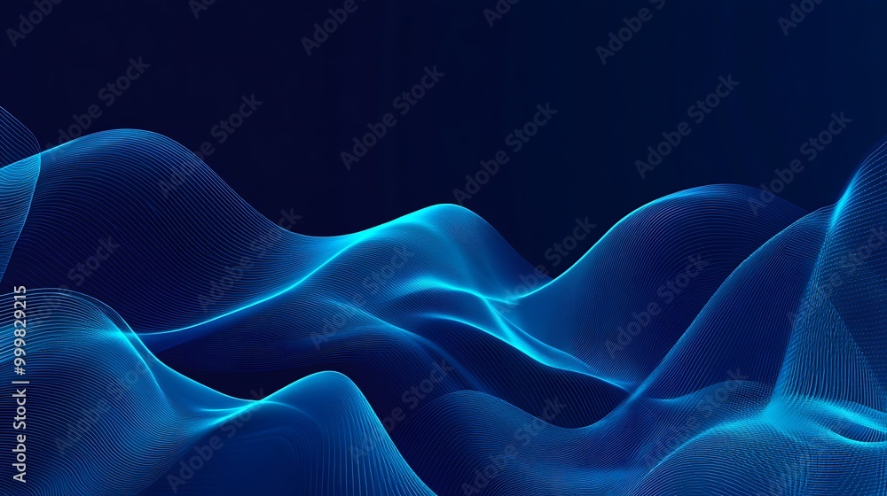 Abstract blue wavy lines background with dark blue background. Abstract blue wavy lines background with dark blue background.